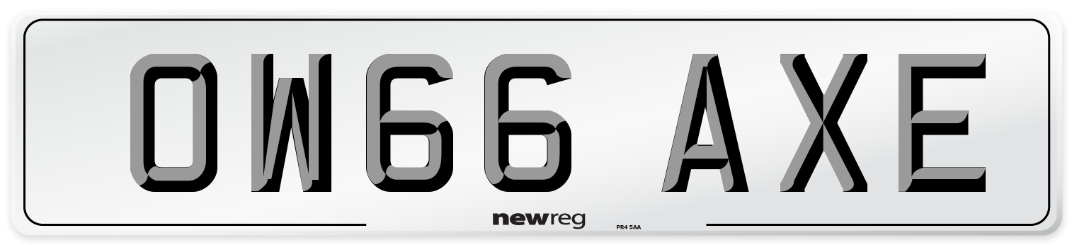 OW66 AXE Number Plate from New Reg